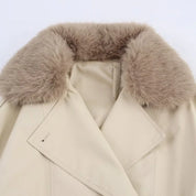 Gabardina Corta Piel Beige