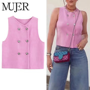 Chaleco Tejido Rosa