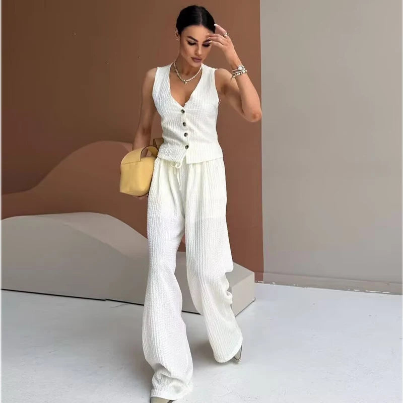 Conjunto de pantalones texturizados