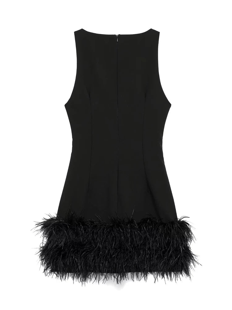 Mini Vestido Plumas