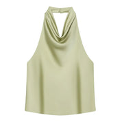 Top Halter Saten Cuello