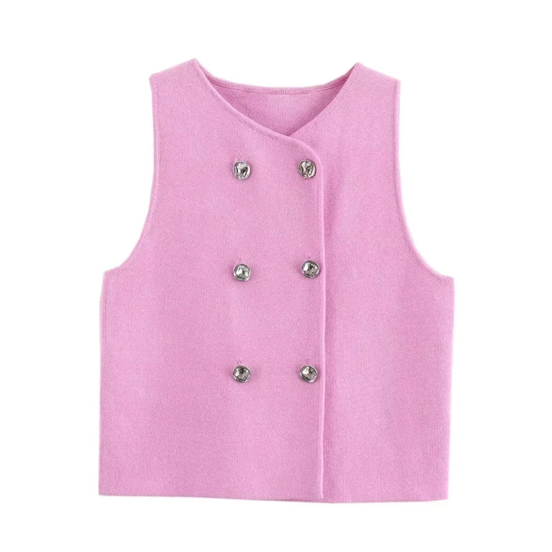 Chaleco Tejido Rosa