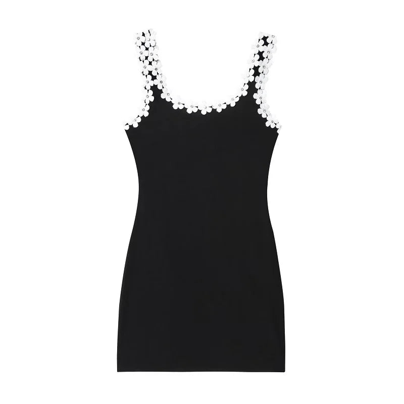 Vestido Corto Floral Negro