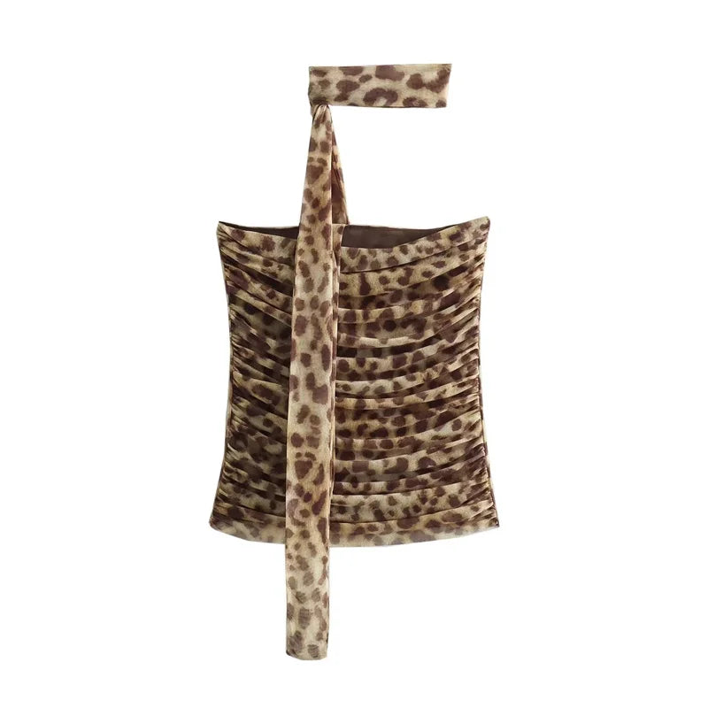 Top corto con estampado de leopardo