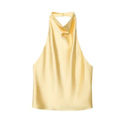 Top Halter Saten Cuello
