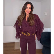 Blusa Volantes Vino