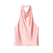 Top Halter Saten Cuello