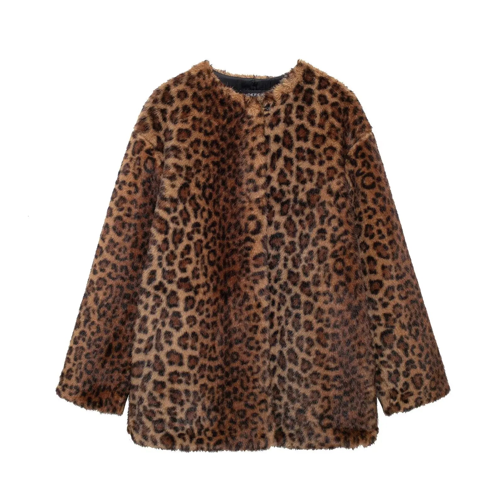 Chaqueta larga con estampado de leopardo