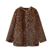 Chaqueta larga con estampado de leopardo