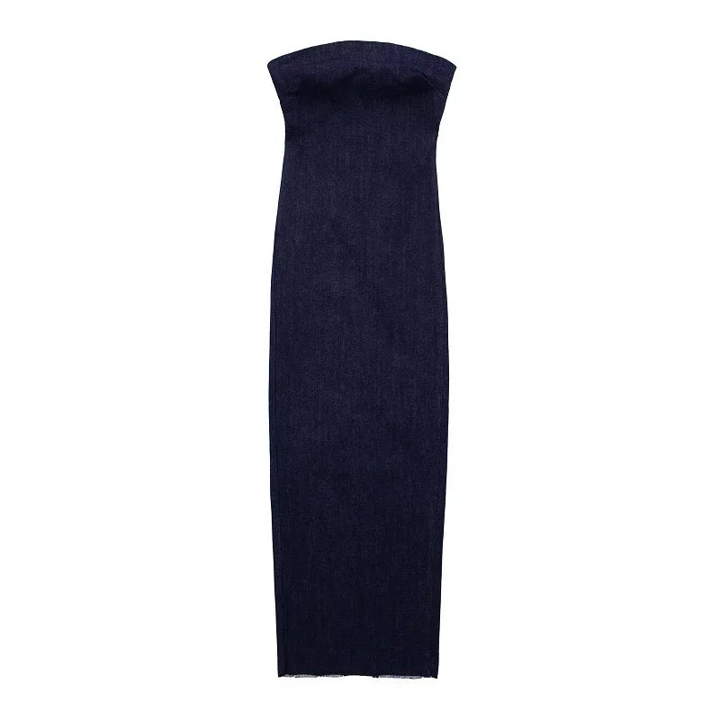 Vestido vaquero con hombros descubiertos