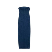 Vestido vaquero con hombros descubiertos