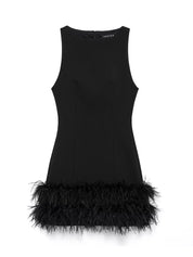 Vestidos corto de plumas negras