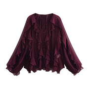 Blusa Volantes Vino