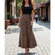Falda larga con estampado de leopardo