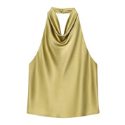 Top Halter Saten Cuello