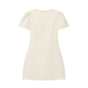 Vestido Corto Plisado Beige