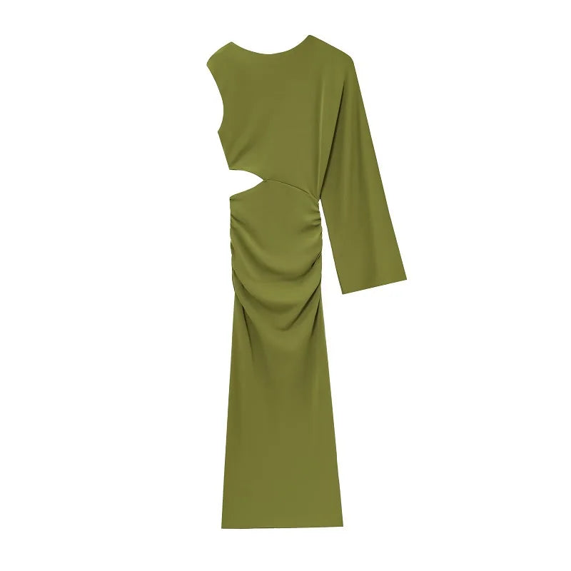 Vestido Largo Drapeado Verde