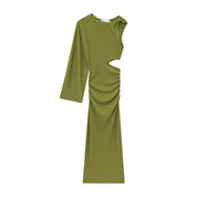 Vestido Largo Drapeado Verde