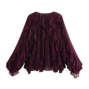 Blusa Volantes Vino