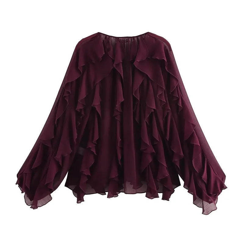 Blusa Volantes Vino
