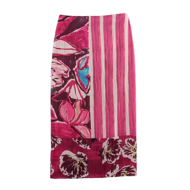 Falda Larga Estampada Satin