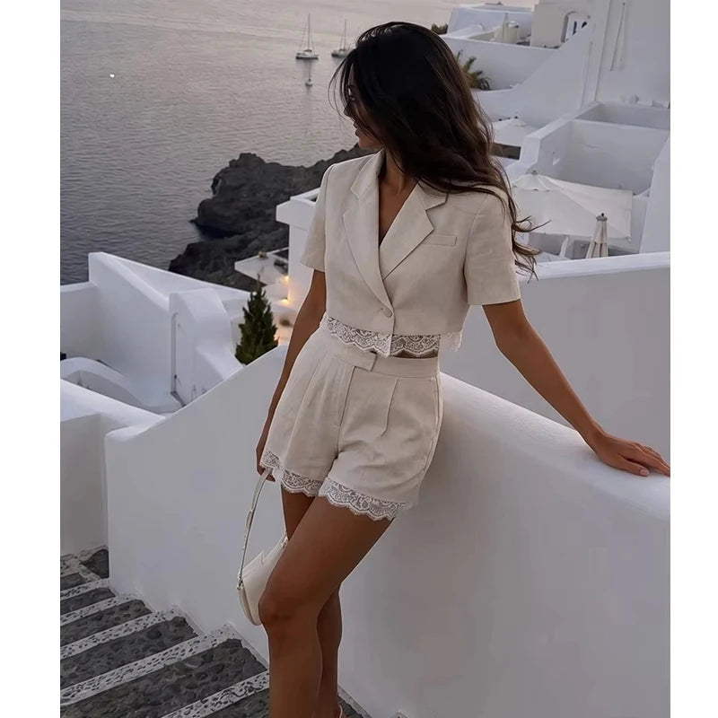 Conjunto de Shorts de Encaje