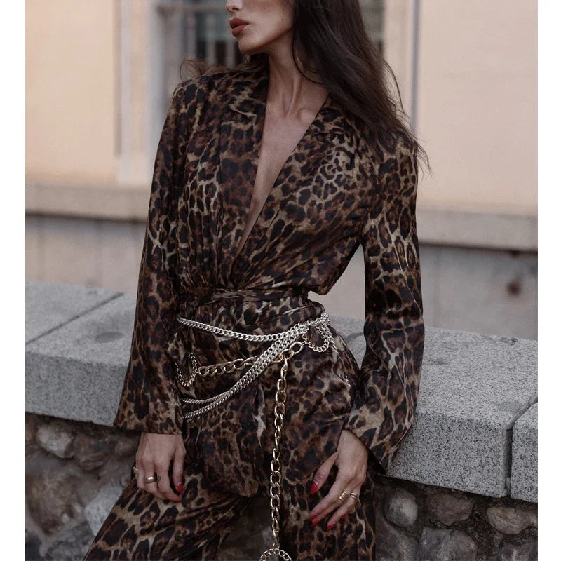 Blazers con estampado de leopardo
