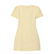 Vestido Corto Plisado Beige