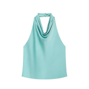 Top Halter Saten Cuello