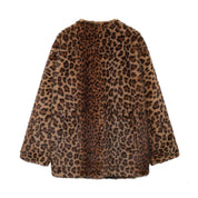 Chaqueta larga con estampado de leopardo