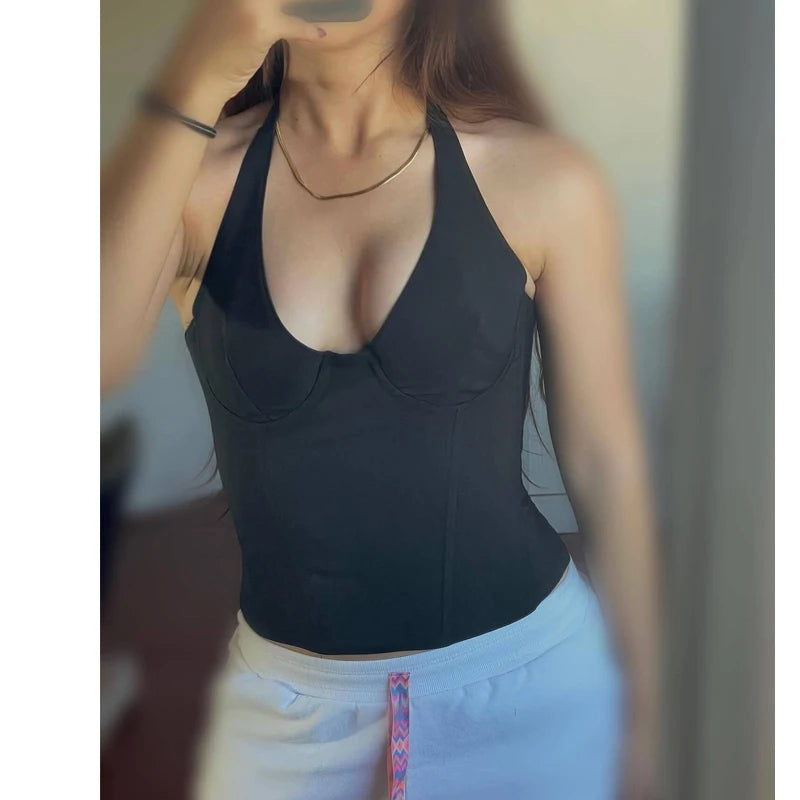 Top Corto Halter Beige