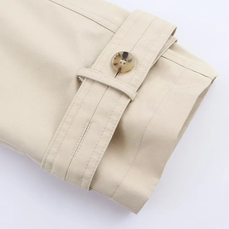 Gabardina Corta Piel Beige