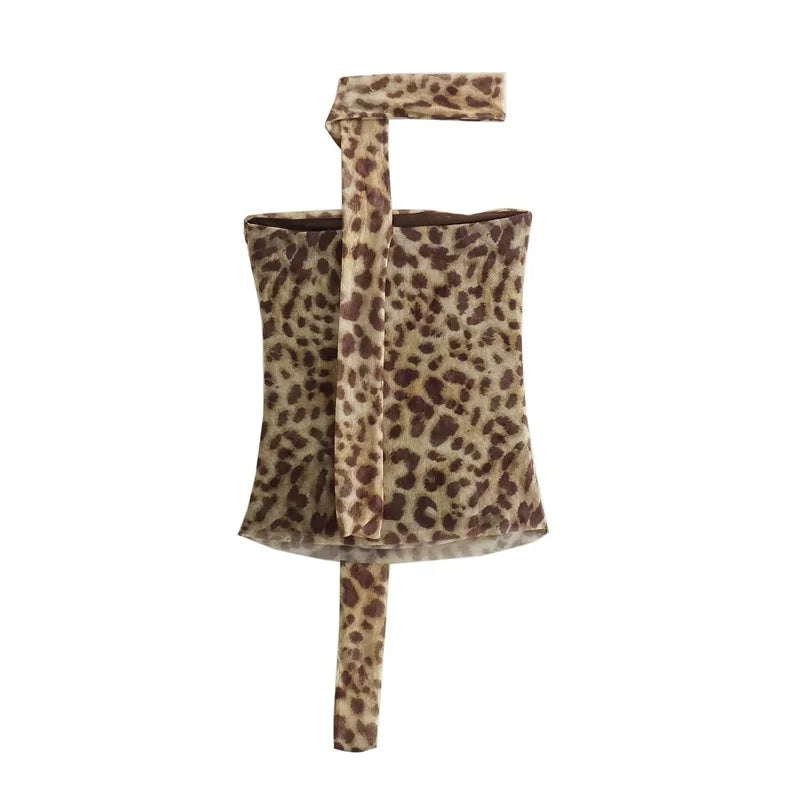 Top corto con estampado de leopardo