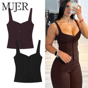 Conjunto Top Corto con Botones y pantalones