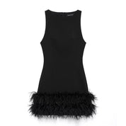 Vestidos corto de plumas negras