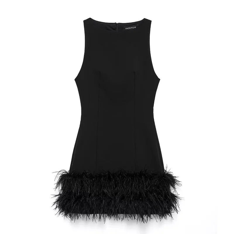 Mini Vestido Plumas