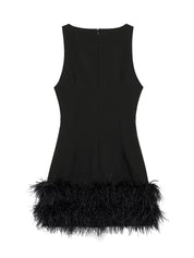 Vestidos corto de plumas negras