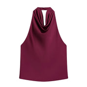 Top Halter Saten Cuello