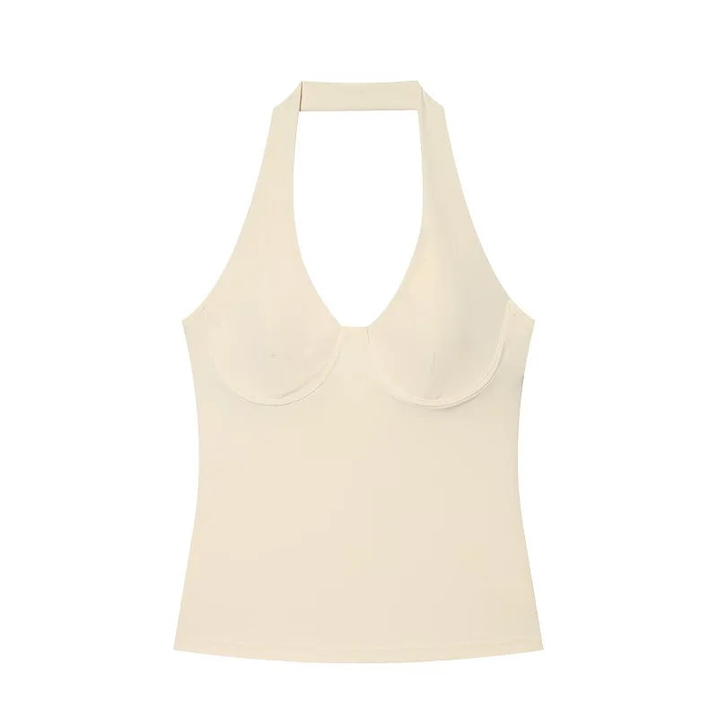 Top Corto Halter Beige