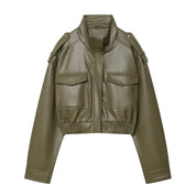 Chaqueta Piel Corta Caqui