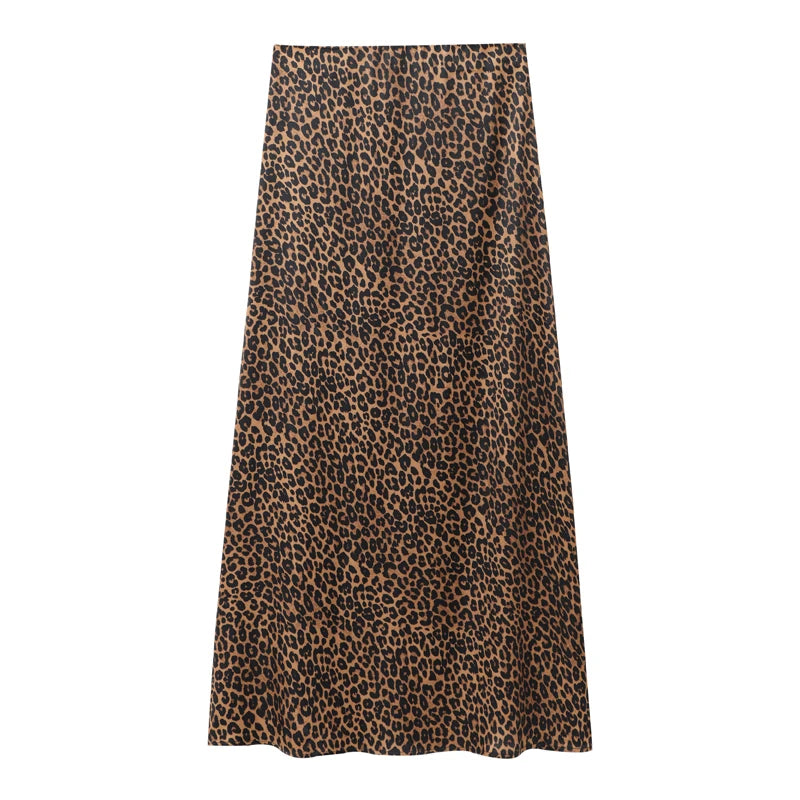 Falda larga con estampado de leopardo
