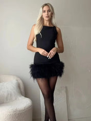Mini Vestido Plumas