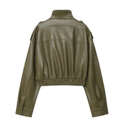 Chaqueta Piel Corta Caqui