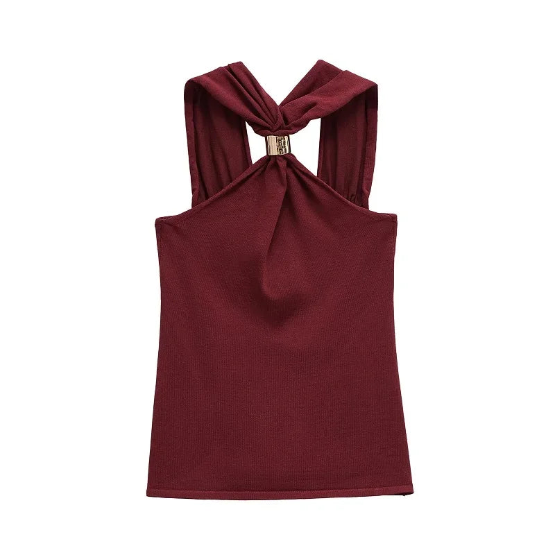 Top Corto Halter Rojo