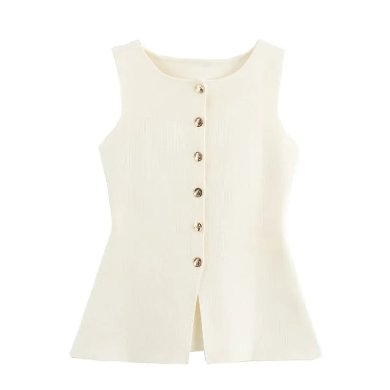 Chaleco Punto Beige