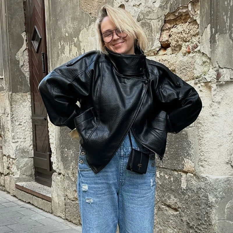 Chaqueta Piel Sintetica Negra