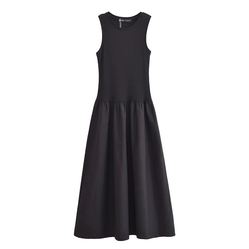 Vestido Largo Plisado Negro