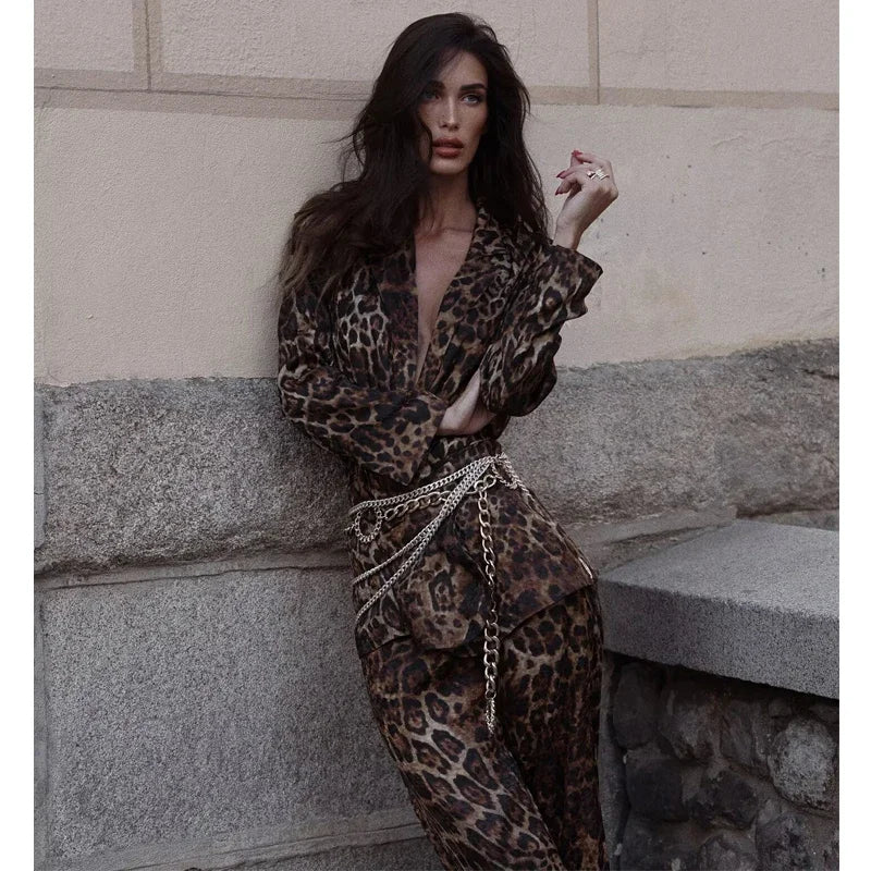Blazers con estampado de leopardo
