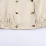 Gabardina Corta Piel Beige