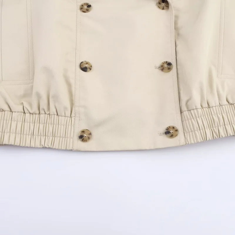 Gabardina Corta Piel Beige